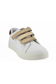 Basket cuir blanc femme Marina Mello 37034 à scratch.